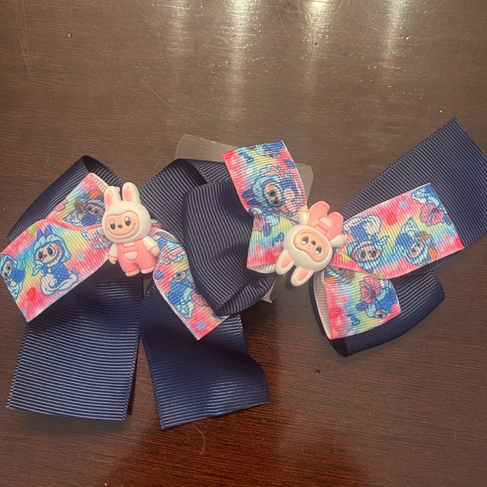 Colorful labubu monster Cartoon Hair Bows nwt set of two